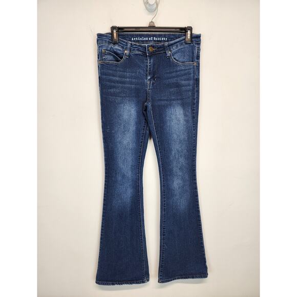 Articles of Society Flare Jeans Size 5/27 Blue Distressed Stretch Cowgirl Rodeo - Picture 1 of 12